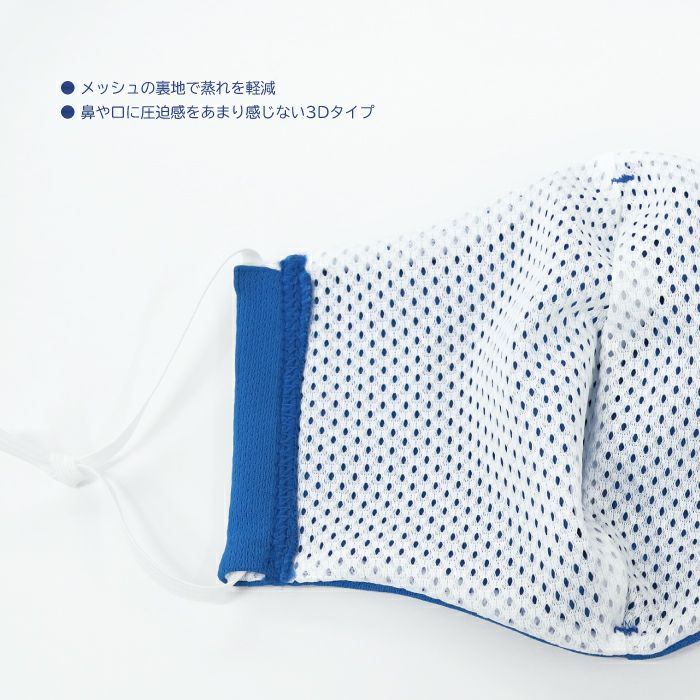 衣服内気候を快適な湿度に保つ機能素材、さらに裏がメッシュで蒸れにくい超快適洗える布マスク