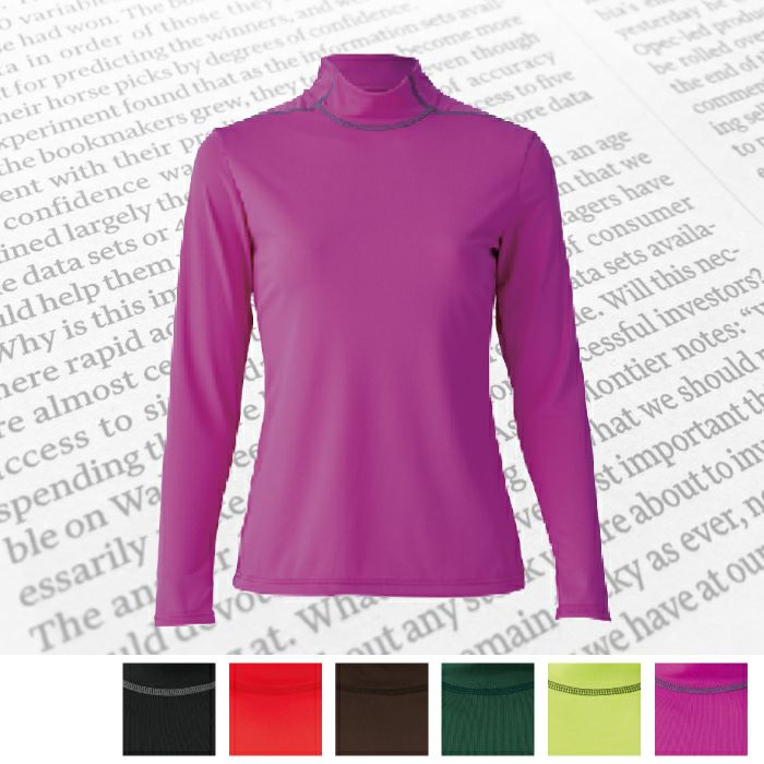 切替のデザインとステッチがおしゃれハイネック長袖トップス