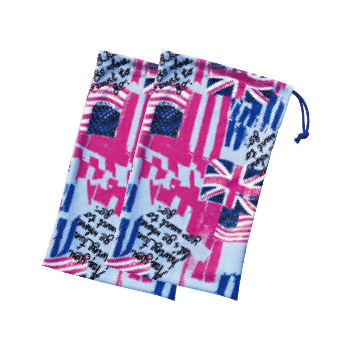 ポップなプリントの2枚組巾着バッグ