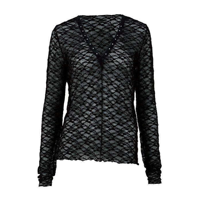 小花柄がキュートなストレッチレースのトップス