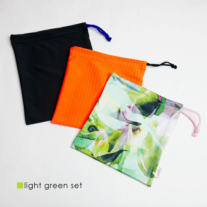 伸縮性のあるソフトな巾着３点セット